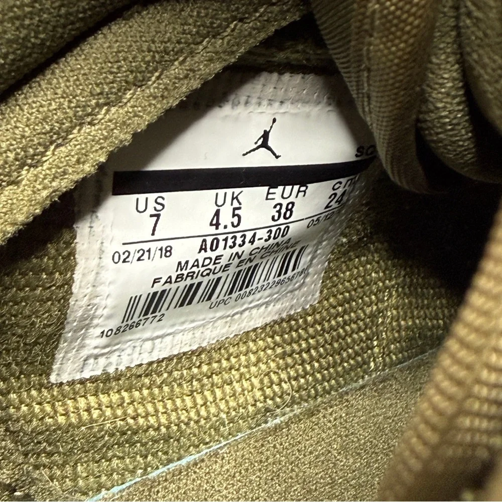 Nike Air Jordan 1 Re Low Lifted Sneakers Olive Canvas Textured Sole Size 7